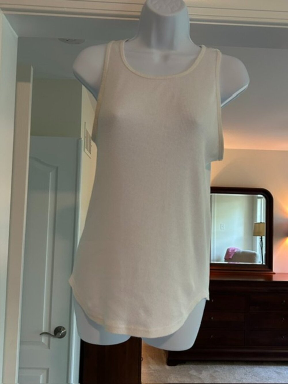 Free People Ribbed Tank Top Ivory Sleeveless Knit Tank Size M